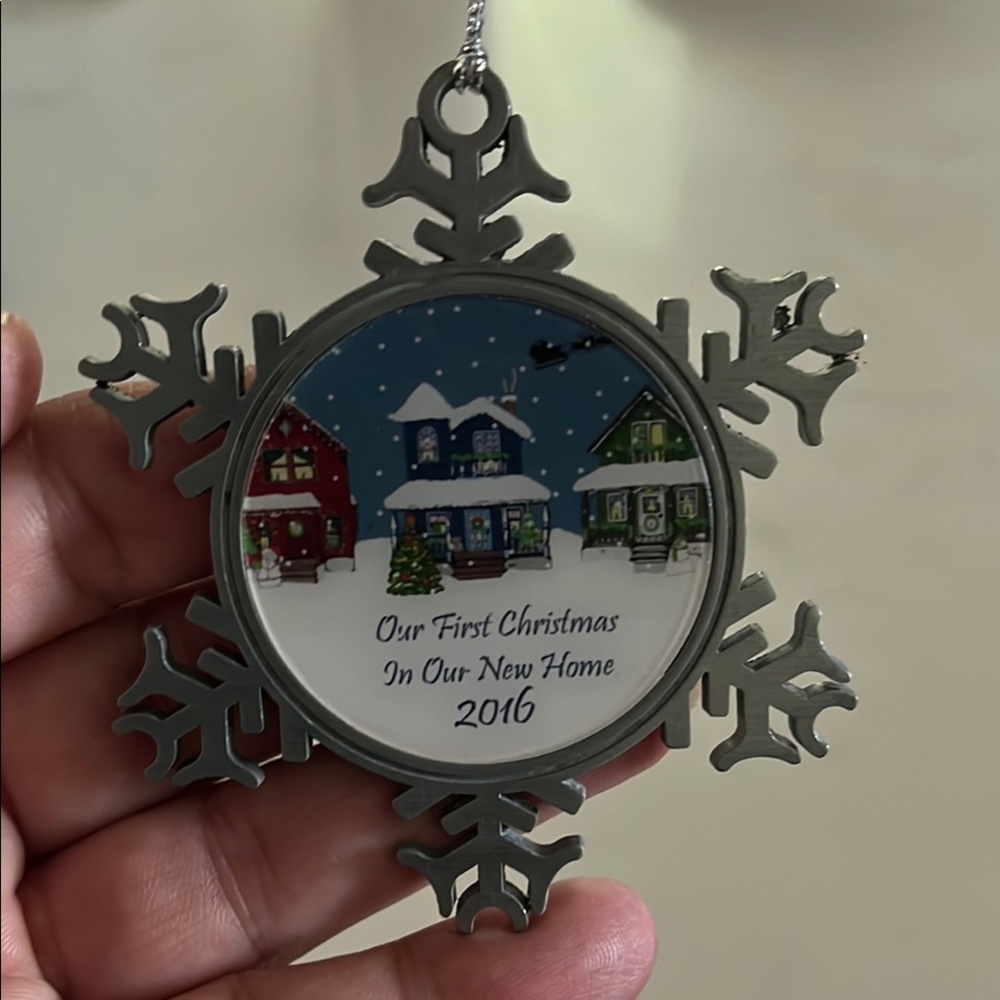Snowflake “Our First Christmas In Our New Home 2016” Ornament - Silver in color